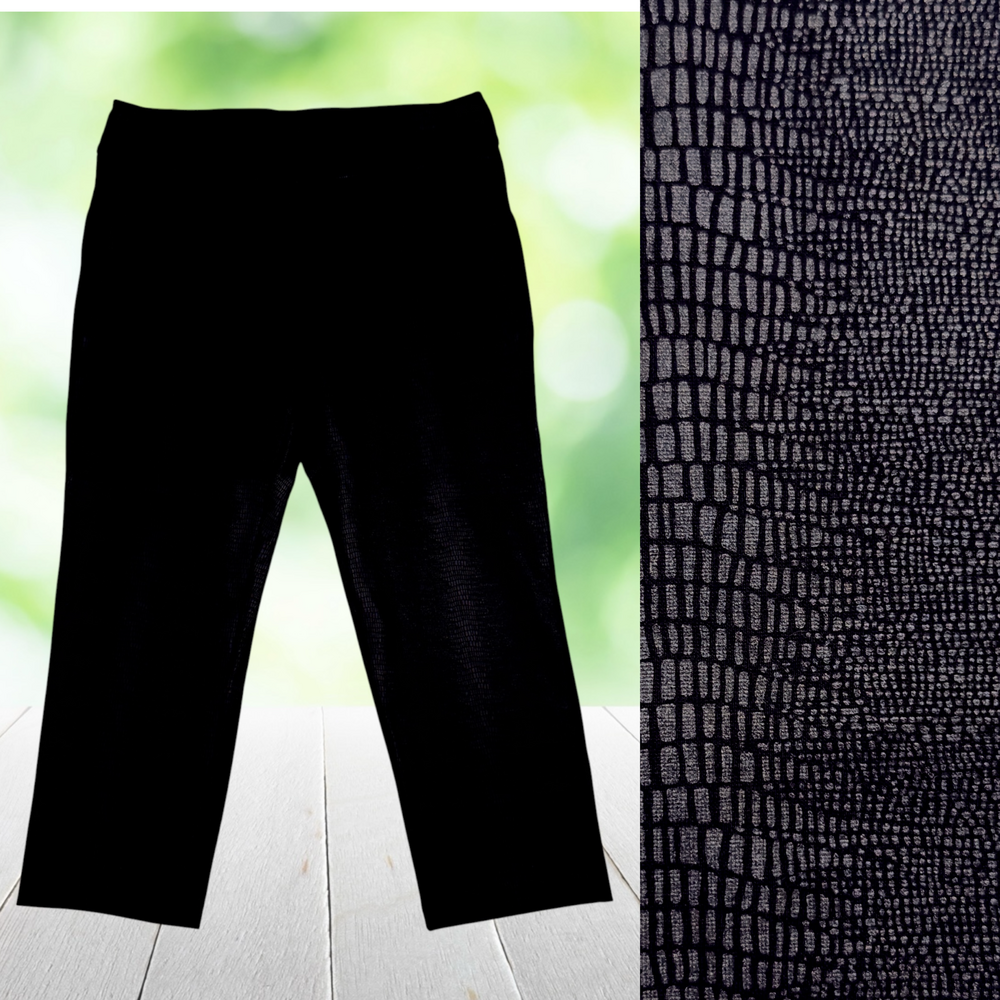 SOFT SURROUNDINGS Ponte Cropped Pants Black Tonal Snake Print Pull On PXL Petite